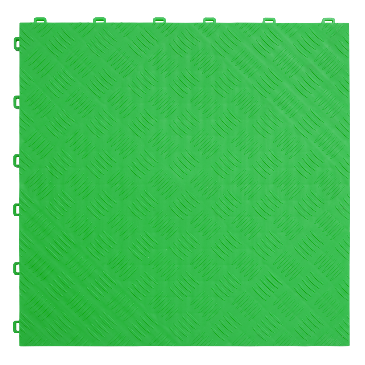 Polypropylene Floor Tile - Green Treadplate 400 x 400mm - Pack of 9 - FT3GR - Farming Parts