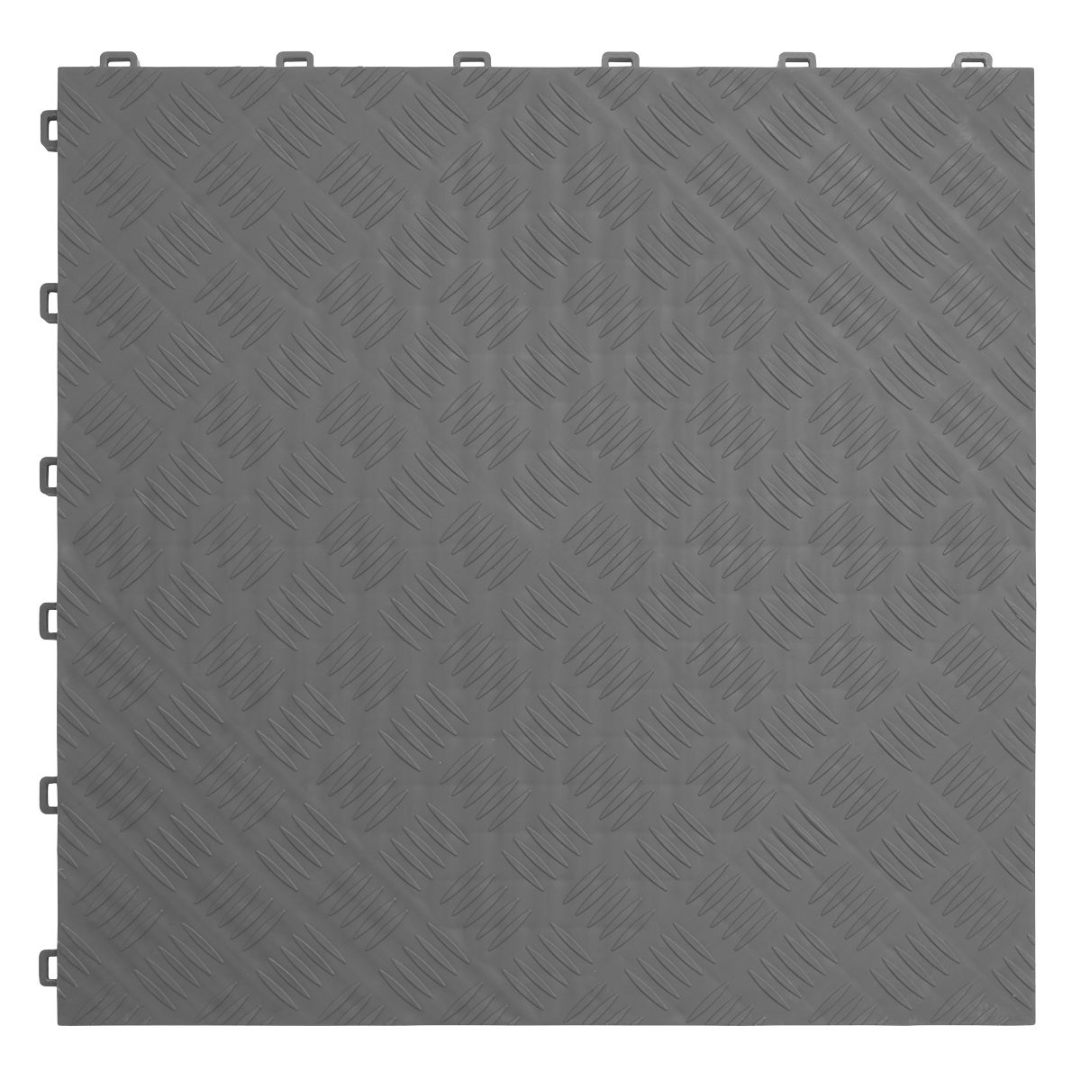 Polypropylene Floor Tile 400 x 400mm - Grey Treadplate - Pack of 9 - FT3G - Farming Parts