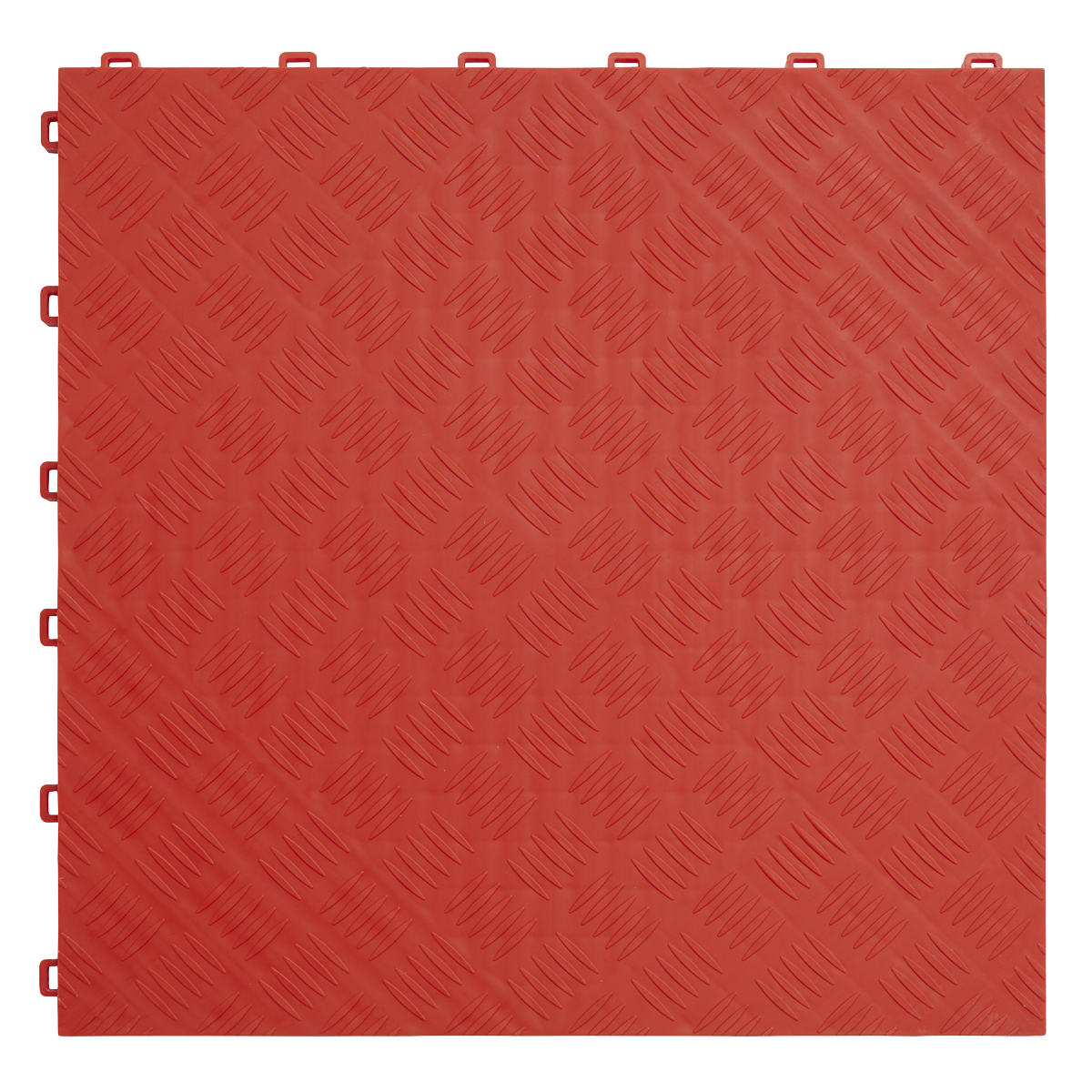 Polypropylene Floor Tile 400 x 400mm - Red Treadplate - Pack of 9 - FT3R - Farming Parts