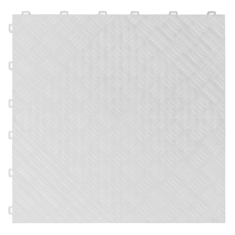 Polypropylene Floor Tile 400 x 400mm - White Treadplate - Pack of 9 - FT3W - Farming Parts