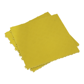 Polypropylene Floor Tile - Yellow Treadplate 400 x 400mm - Pack of 9 - FT3Y - Farming Parts