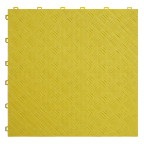 Polypropylene Floor Tile - Yellow Treadplate 400 x 400mm - Pack of 9 - FT3Y - Farming Parts