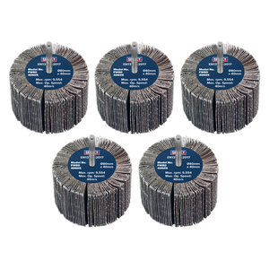 Sealey | 80 x 40mm Abrasive Flap Wheel on 6mm Shaft 60Grit - Pack of 5 - FW8040605