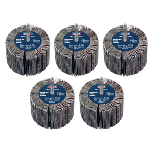 Sealey | 80 x 40mm Abrasive Flap Wheel on 6mm Shaft 80Grit - Pack of 5 - FW8040805