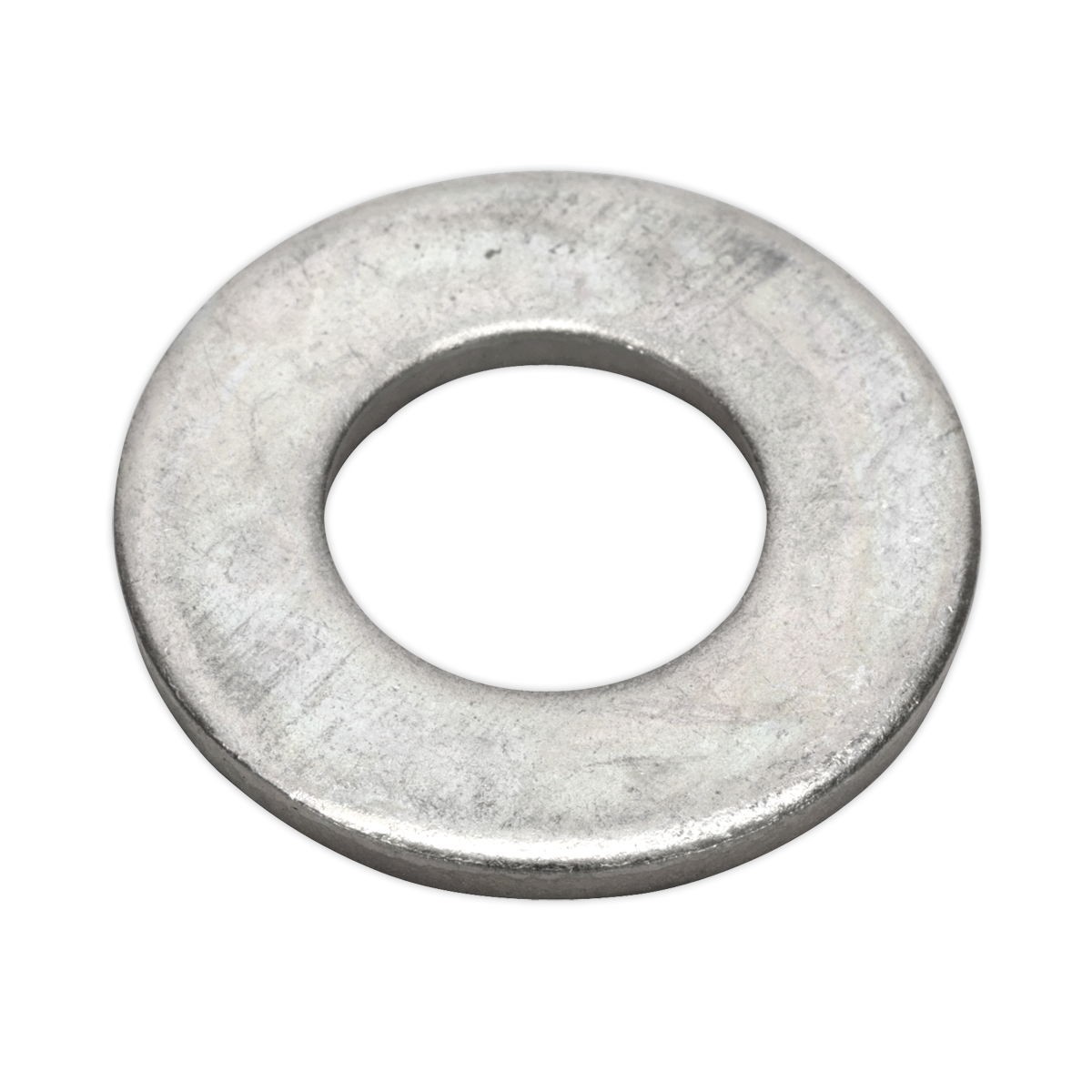 The Sealey Flat Washer M12 x 28mm Form C (Pack of 100 - FWC1228) is a circular-shaped washer with a central hole, designed to distribute the load of a threaded fastener. It adheres to BS 4320 standards, providing an increased clamping area.