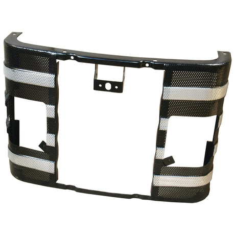 The Sparex Front Grille (Part No. S.41207) features a black and silver honeycomb mesh design with two rectangular cutouts and several mounting brackets, making it perfect for Massey Ferguson models.