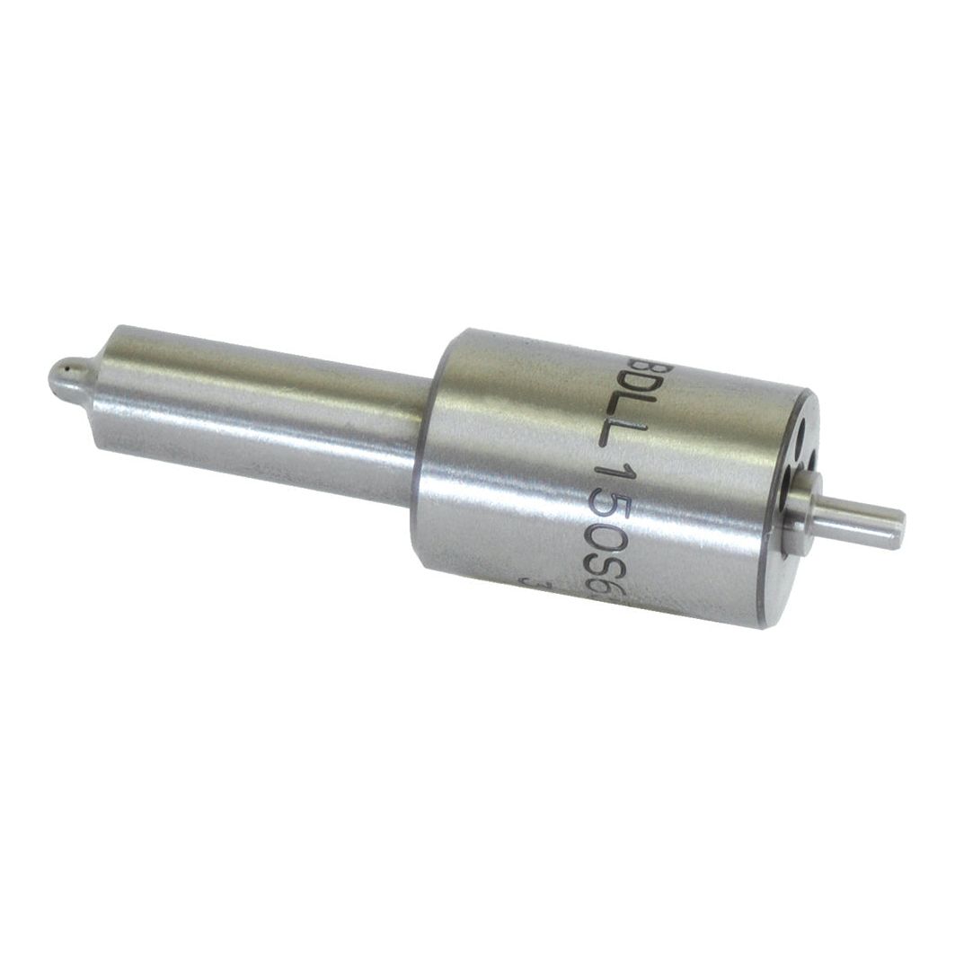 The Fuel Injector Nozzle by Sparex (Sparex Part No. S.22369) is a small metallic nozzle, cylindrical in shape, with engraved text "DLL150S6390." The nozzle, suitable for Ford New Holland applications, features a thicker base and a thinner extending tube.