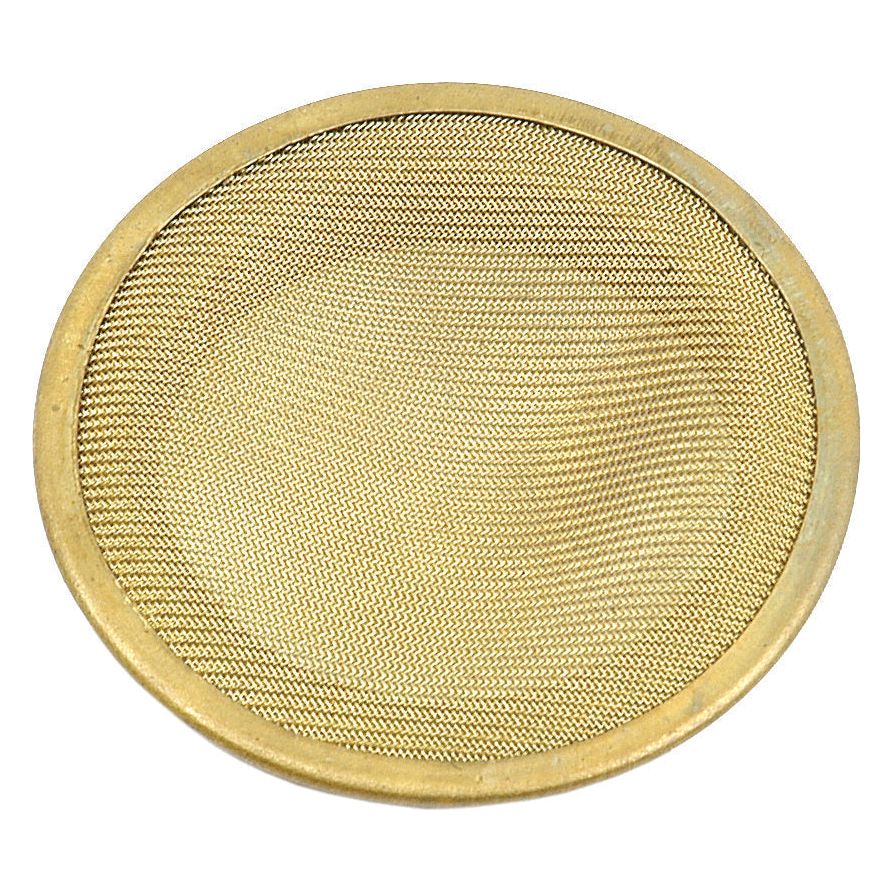 A round, gold-colored metal mesh screen with a thin border, specifically designed for compatibility with Case IH fuel lift pump systems, known as the Fuel Lift Pump Gauze | Sparex Part No.S.67298 from the Sparex brand.