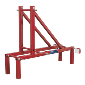 The Sealey Calibration Rig for GA70 (model number GA70CR) boasts a sturdy rectangular base, strong vertical support bars, and reliable mounting brackets, making it an ideal choice for precision work with tools such as the Laser Aligner.