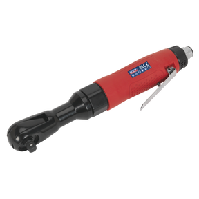 Introducing the Sealey Air Ratchet Wrench 3/8"Sq Drive - GSA20 from the Generation Series, a red and black pneumatic tool with a metal lever for smooth operation, capable of delivering an impressive 45lb.ft torque.