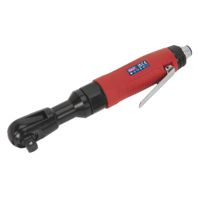 Introducing the Sealey Air Ratchet Wrench 1/2"Sq Drive - GSA21, a red and black tool from the Generation Series featuring a contoured handle, 45lb.ft torque output, metal lever, and square drive head—ideal for tightening and loosening bolts and nuts.