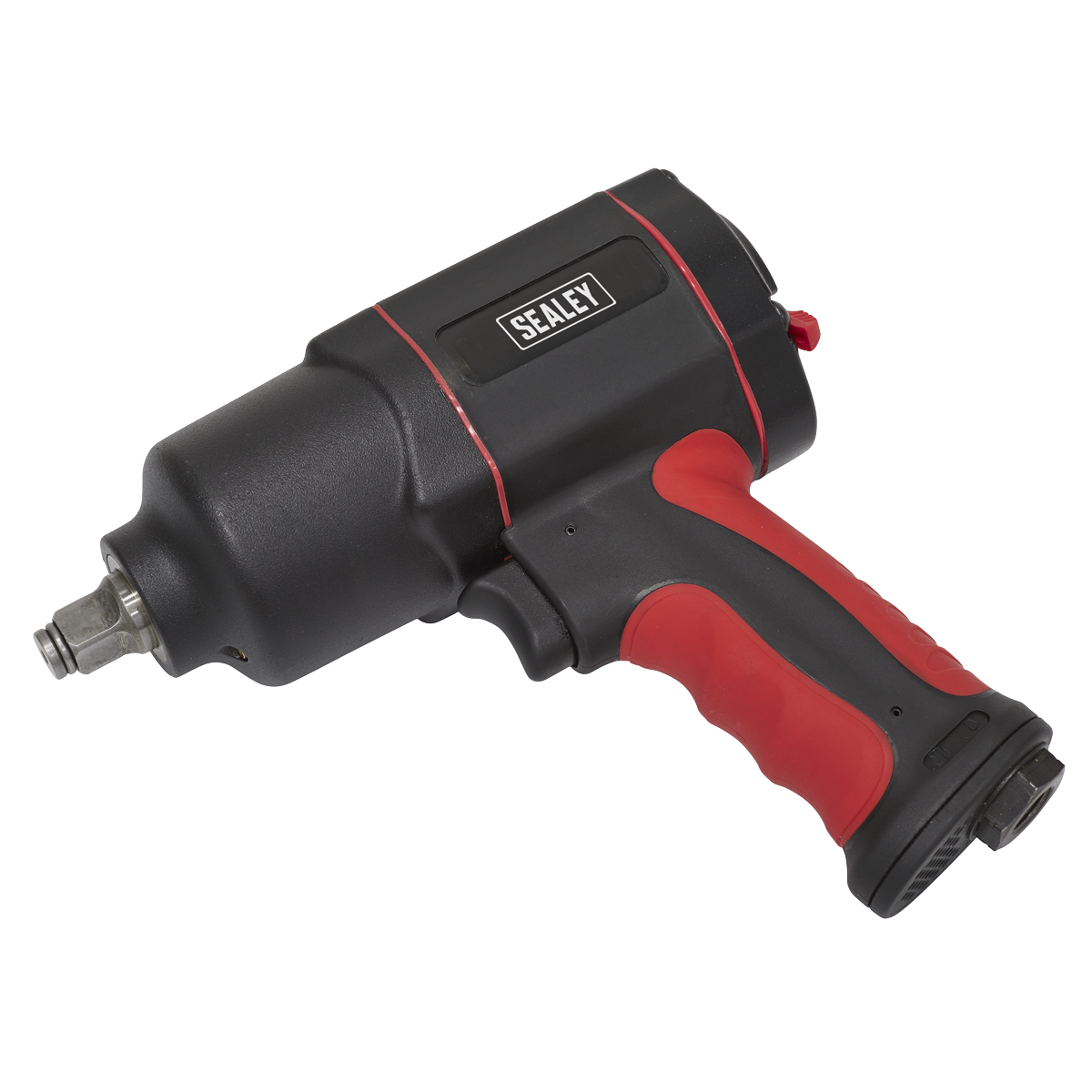 A durable Composite Air Impact Wrench 1/2"Sq Drive Twin Hammer - GSA6006 with a rubberized handle in black and red, manufactured by Sealey.