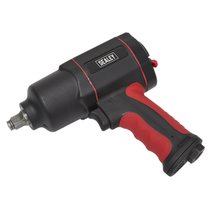 A durable Composite Air Impact Wrench 1/2"Sq Drive Twin Hammer - GSA6006 with a rubberized handle in black and red, manufactured by Sealey.