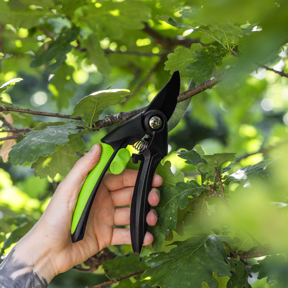 Bypass Secateurs with Soft Grip Handle, Safety Lock & Carbon Steel Blade, 208mm - SE-GTSG001