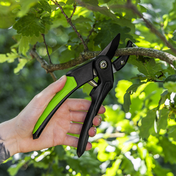 Anvil Secateurs with Soft Grip Handle, 3-Stage Safety Lock & Carbon Steel Blade, 220mm - SE-GTSG005