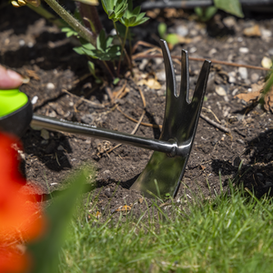 2-In-1 Garden Hand Tool with Soft Grip Handle & Stainless Steel Tines/Blade - SE-GTSG022