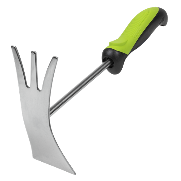 2-In-1 Garden Hand Tool with Soft Grip Handle & Stainless Steel Tines/Blade - SE-GTSG022