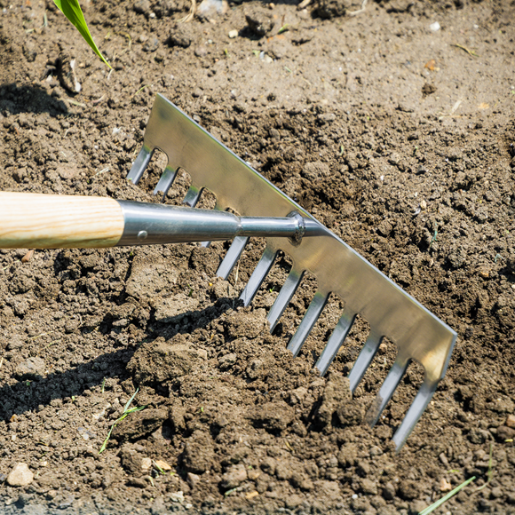 Premier Garden Rake with Long Ash Handle & Stainless Steel Tines - SE-GTWH011
