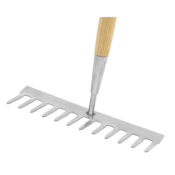 Premier Garden Rake with Long Ash Handle & Stainless Steel Tines - SE-GTWH011