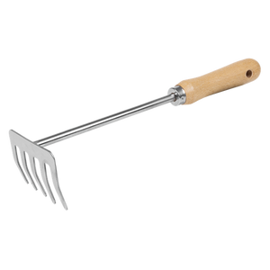 Premier Garden Hand Rake with Short Ash Handle & Stainless Steel Tines - SE-GTWH020