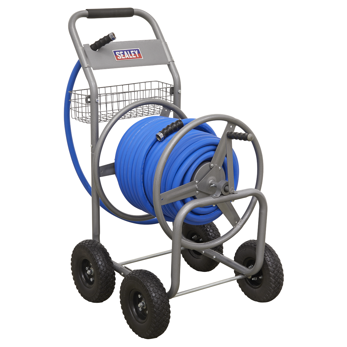 Heavy-Duty Hose Reel Cart with 50m Heavy-Duty Ø19mm Hot & Cold Rubber Water Hose - HRKIT50 - Farming Parts