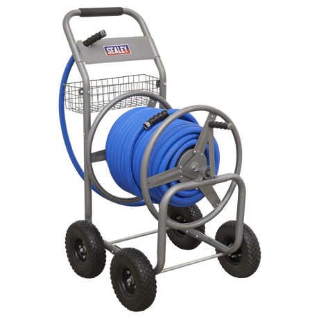 Heavy-Duty Hose Reel Cart with 50m Heavy-Duty Ø19mm Hot & Cold Rubber Water Hose - HRKIT50 - Farming Parts