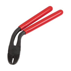 A pair of Hog Ring Pliers - Pistol Grip - HRP002 by Sealey, featuring black steel construction and red PVC dipped handles.