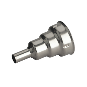 The Sealey Plastic Welding Reduction Nozzle 9mm - HS102K/3, designed for use with Model HS102 and HS102K hot air guns, features a flared, ribbed design and a narrow opening at one end.