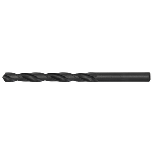 The Sealey HSS Twist Drill Bit Ø11.5mm (model HSS11.5) is a black drill bit featuring a tapered cutting edge and a cylindrical shank, ideal for drilling holes in various materials.