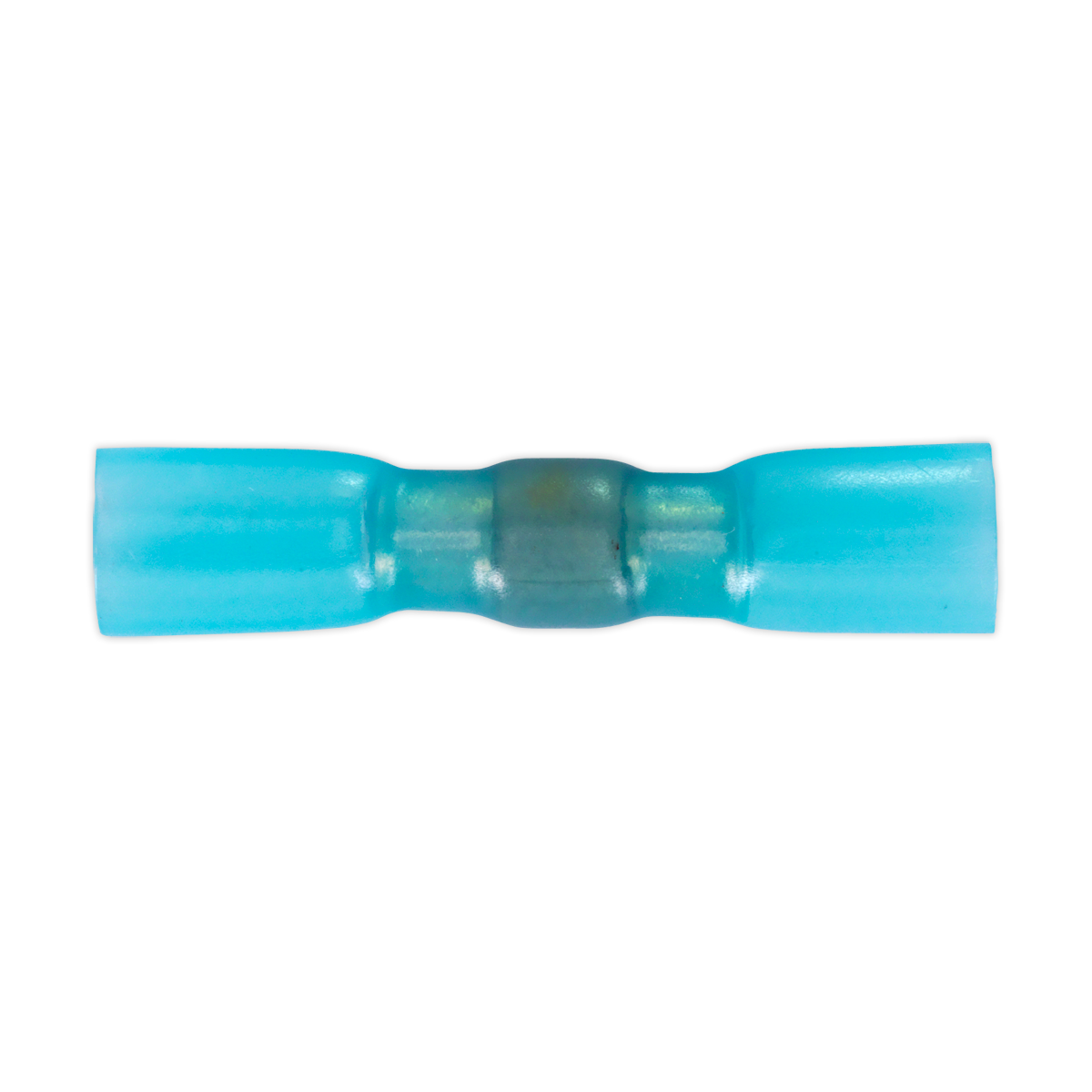 Introducing the Sealey Heat Shrink Butt Connector with Crimp & Solder Blue Pack of 25 - HSSB25B, designed for joining 16-14 AWG electrical wires. This product features crimp terminals and heat shrink tubing.