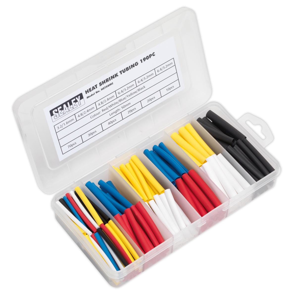 Heat Shrink Tubing Assortment 190pc 50mm Mixed Colours - HST50MC - Farming Parts