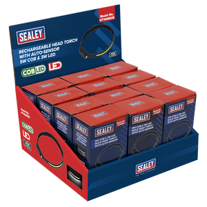 Rechargeable Head Torch with Auto-Sensor 5W COB & 3W LED - Display Box of 12 - SE-HT104RDB