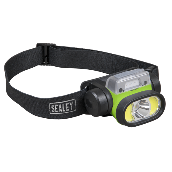 Sealey | Rechargeable Head Torch with Auto-Sensor 5W & 3W COB LED - HT400LED