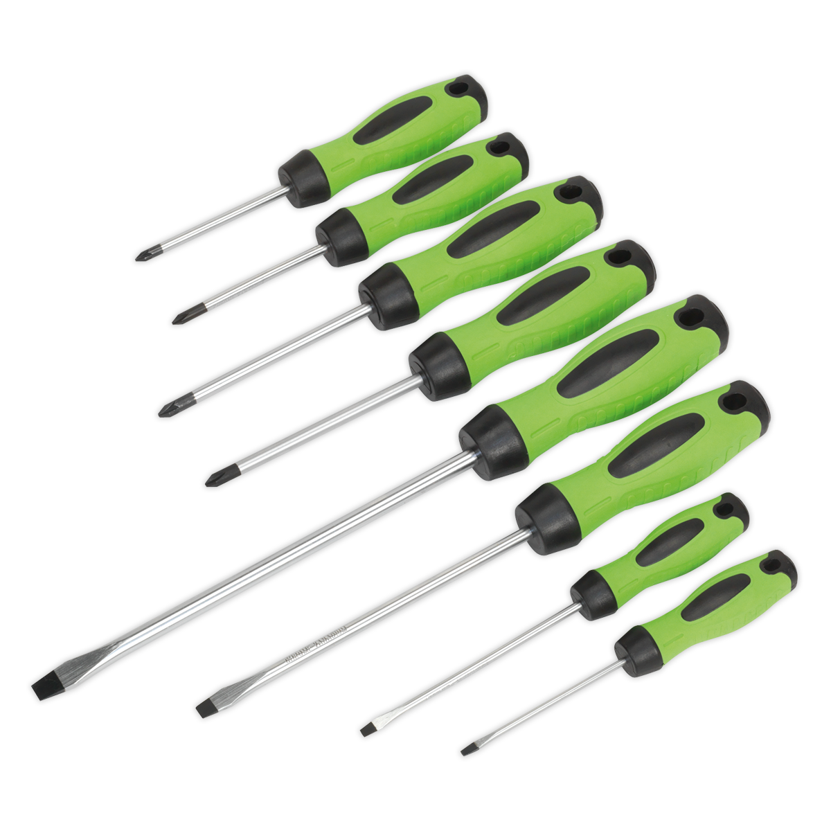 Screwdriver Set 8pc Hi-Vis Green - HV001 - Farming Parts