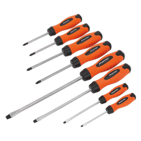 Screwdriver Set 8pc Hammer-Thru Hi-Vis Orange - HV004 - Farming Parts