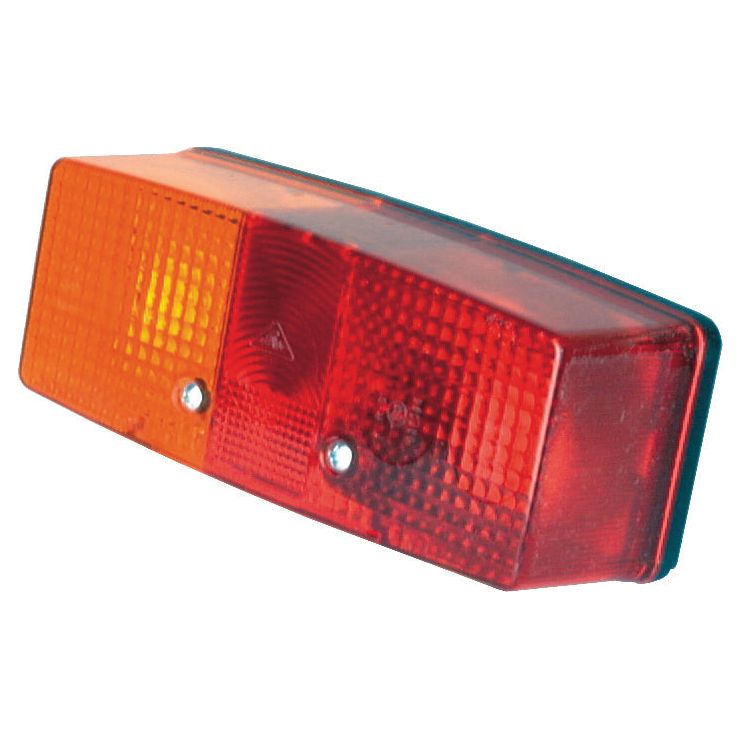 The Halogen Rear Combination Light 12/24V, LH - S.56105 by Sparex is a rectangular vehicle taillight with red and amber lenses, featuring two visible mounting screws and includes Brake / Tail / Indicator functions.