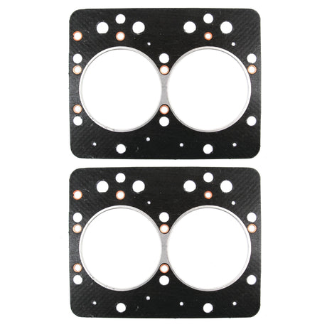 This set includes two Sparex Head Gaskets for 4-cylinder engines (2+2) with bore diameter openings of Ø 102 mm and multiple smaller holes for bolt fittings. Perfect for Universal Tractors and other machinery. Available under Sparex Part No. S.59191.