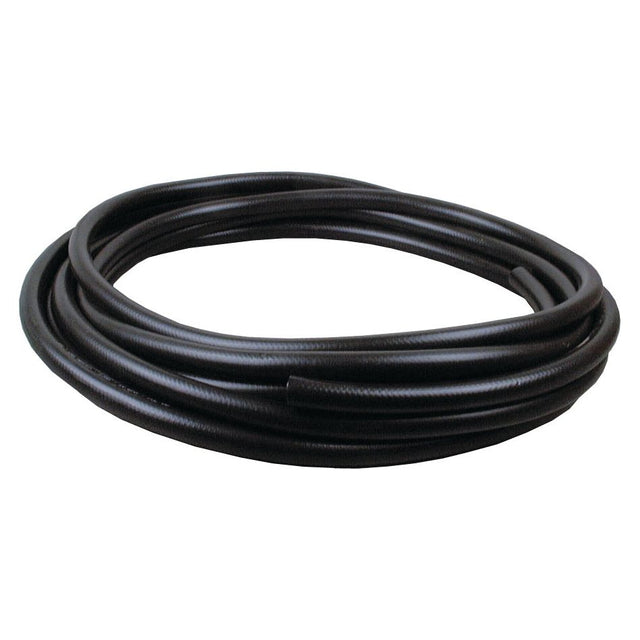 A Heater Hose 1/2'' x 10m (Sparex Part No. S.14704) from Sparex, coiled and black, rests on a white background.