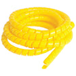 A coiled, 3m length Sparex Hose Guard Coil with a 20mm outer diameter and 2mm thickness, featuring a yellow color and ribbed texture, used to bundle and protect electrical wires.