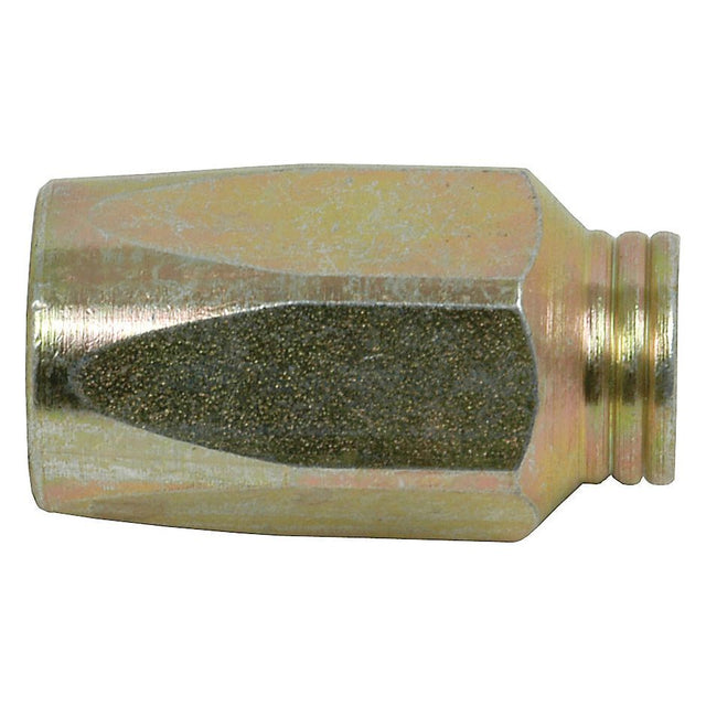Close-up image of the Sparex Hydraulic 2-Piece Re-usable Coupling Ferrule 3/8'' 1-wire skive off (Sparex Part No. S.2544), perfect for securing a hose.