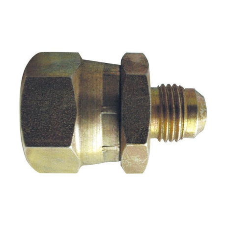 Close-up image of a Sparex Hydraulic Adaptor 9/16'' JIC Male x 3/8'' BSP Swivel Female (Part No. S.11994), featuring a hexagonal nut on one end and a BSP Swivel Female threaded connection on the other.