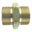 The Sparex Hydraulic Adaptor M20 male - M26 male (Sparex Part No. S.35020) features male threads on both ends and a hexagonal section in the center for easy tightening. This brass pipe fitting serves as an ideal hydraulic adaptor for various applications, meeting Metric Male standards and manufactured by BURNETT & HILLMAN.