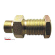The hydraulic adaptor, measuring 1/4'' BSP Male x 1/4'' BSP Male Bulkhead with Locknut and identified as Sparex Part No.S.11947, features a hexagonal head with threading on both sides. The text "Massey Tractor Parts" is partially visible in the left bottom corner.