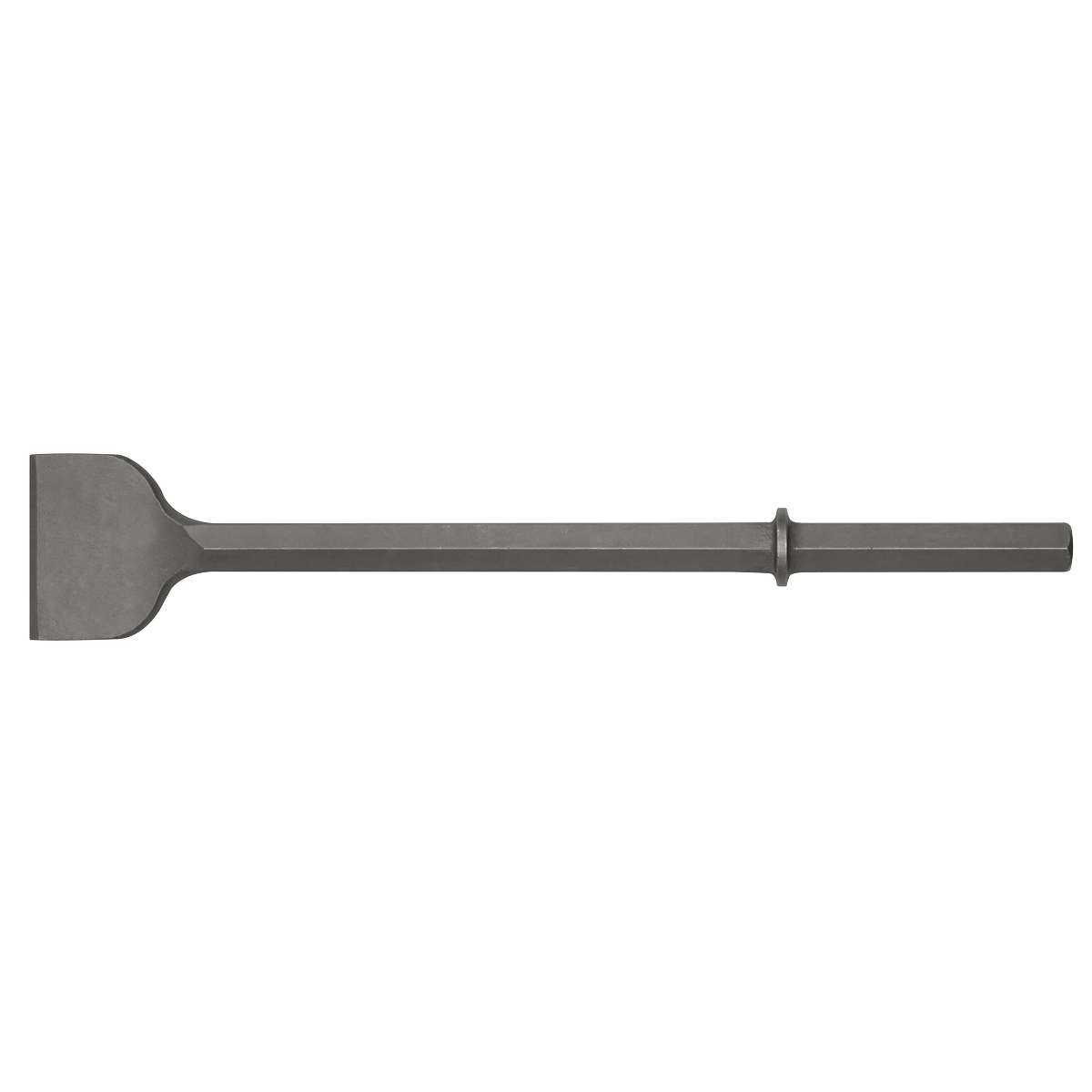 The Sealey Extra-Wide Chisel 110 x 608mm - 1-1/8" Hex (IE1EWC) features a long, flat rectangular blade and a single raised ring around the shaft, designed to fit Wacker EH22 and Wacker BH22 models.