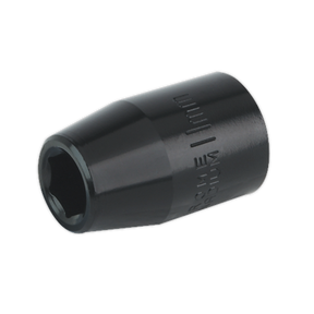 A black, cylindrical Sealey Impact Socket 11mm with a hexagonal opening and "IS1211" inscribed on its side, perfect for use with air impact wrenches.