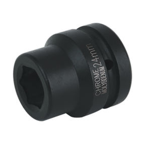 The Sealey Impact Socket 24mm 1"Sq Drive - IS124, renowned for its corrosion resistance, is used for tightening or loosening nuts and bolts.
