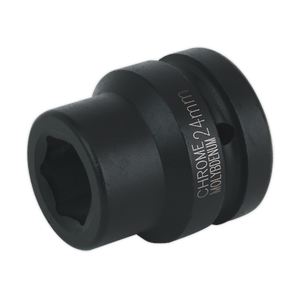 The Sealey Impact Socket 24mm 1"Sq Drive - IS124, renowned for its corrosion resistance, is used for tightening or loosening nuts and bolts.