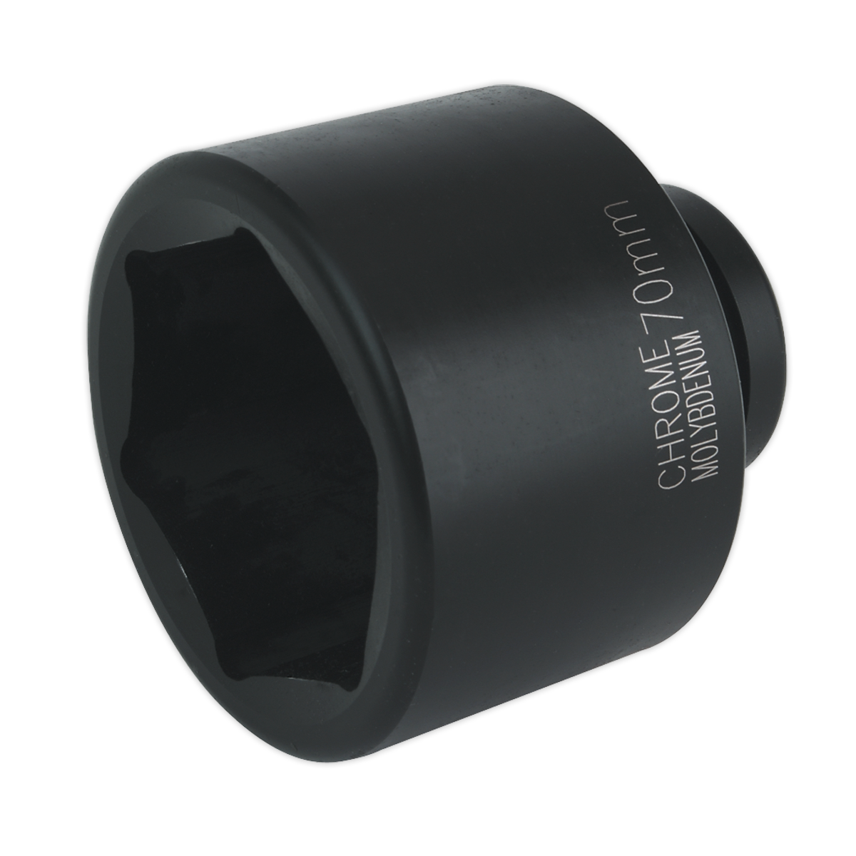 Introducing the Impact Socket 70mm 1"Sq Drive - IS170 by Sealey, a high-quality black chrome molybdenum socket engineered for optimal performance with air impact wrenches.