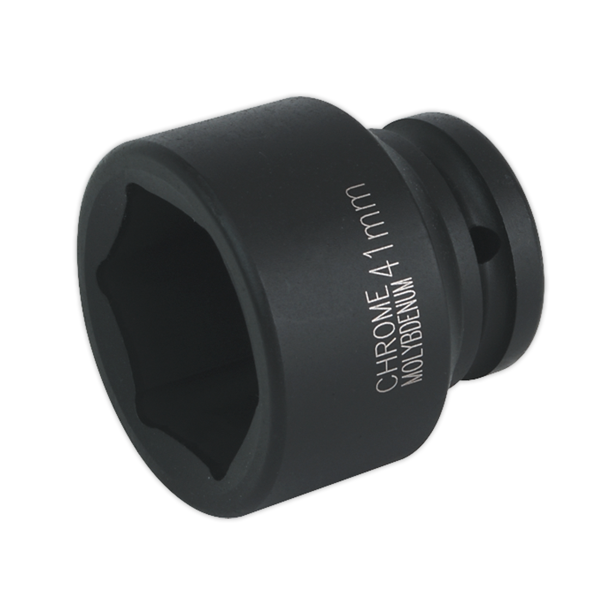 Image of the Sealey Impact Socket 41mm 3/4"Sq Drive - IS3441, a black chrome molybdenum deep socket typically used with power or air tools such as air impact wrenches for loosening or tightening bolts and nuts.