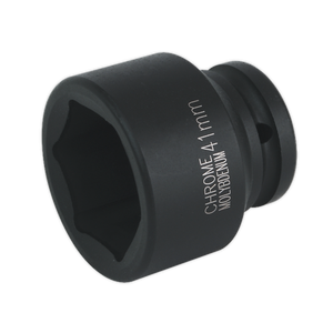 Image of the Sealey Impact Socket 41mm 3/4"Sq Drive - IS3441, a black chrome molybdenum deep socket typically used with power or air tools such as air impact wrenches for loosening or tightening bolts and nuts.